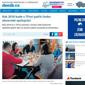 Rok 2018 bude v Třinci patřit česko-slovenské spolupráci